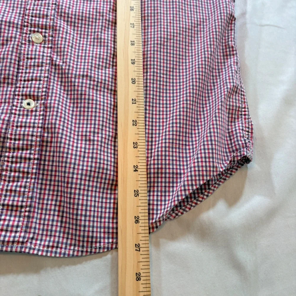 Banana Republic Button Down Shirt Mens Small Camden Fit Red Gingham Cotton LS